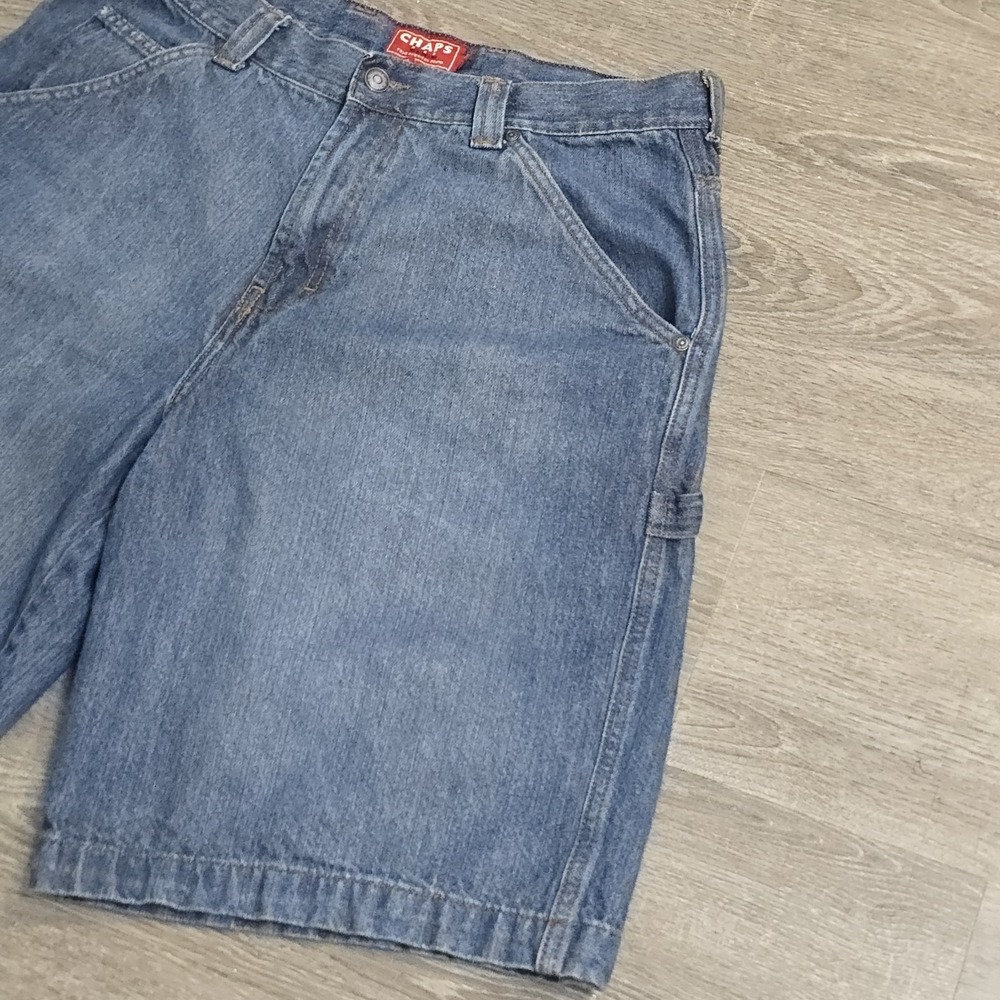 Vintage Y2K Chaps Denim Baggy Carpenter‎ Shorts Mens Size 34 Med/Dark Wash - Picture 3 of 16